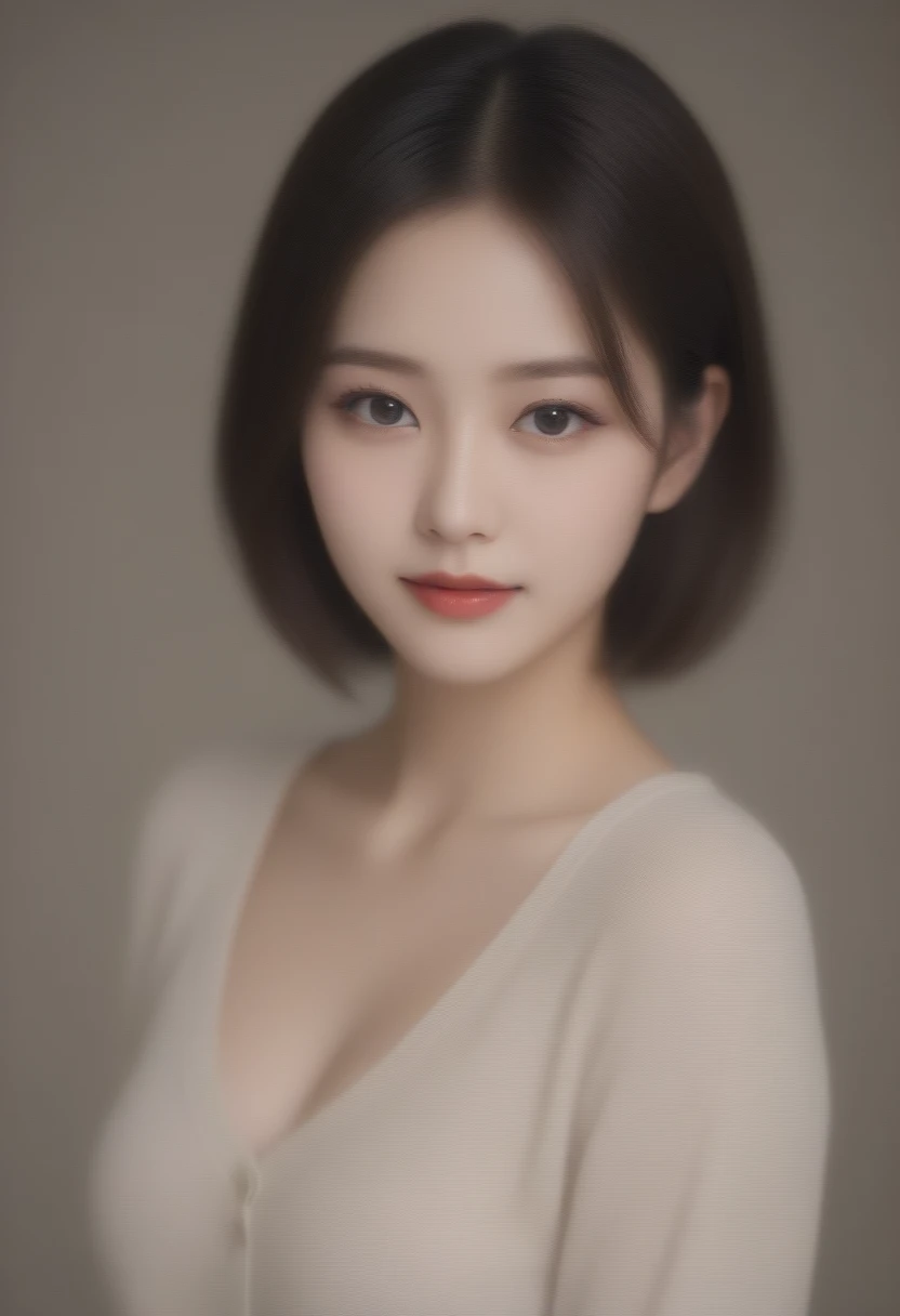 beauty girl, realistic, big breast, open breast、cardigan、laughter、room、8K、delicate face、detailed face、simple background