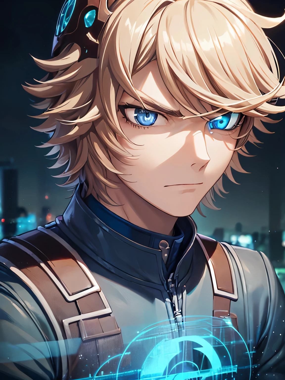 masterpiece, best quality, , 1adult man,18, years old, solo, male focus, looking at viewer, ,white hair, blue eyes,Iron armor, night,, night, close up photo,Angry expression