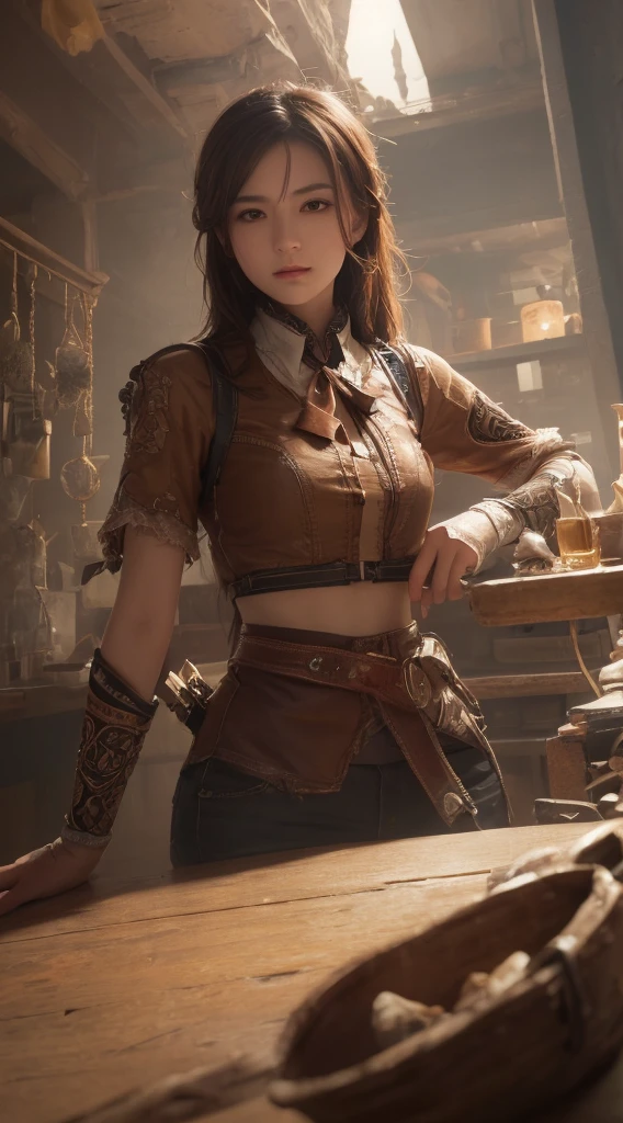 Tabletop, Highest quality, figure, Super detailed, In detail, High resolution, 8k wallpaper, Perfect dynamic composition, Beautiful attention to detail, Women&#39;s Fashion Summer,Medium Hair,,Natural color lip, Bold sexy pose,smile,Harajuku、20-year-old girl、cute、sexy shot looking at camera
