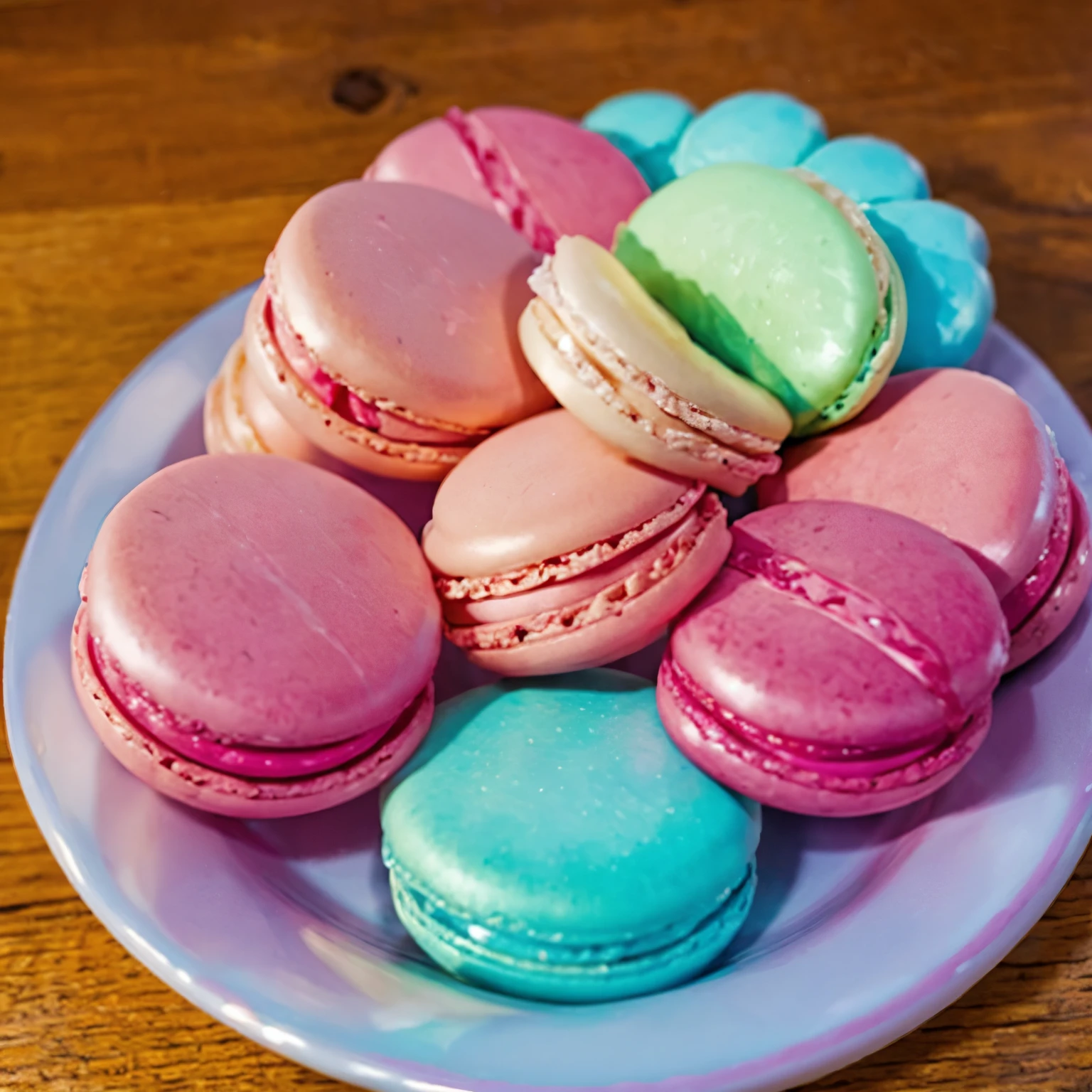 Pink macarons，Blue macaroon，food