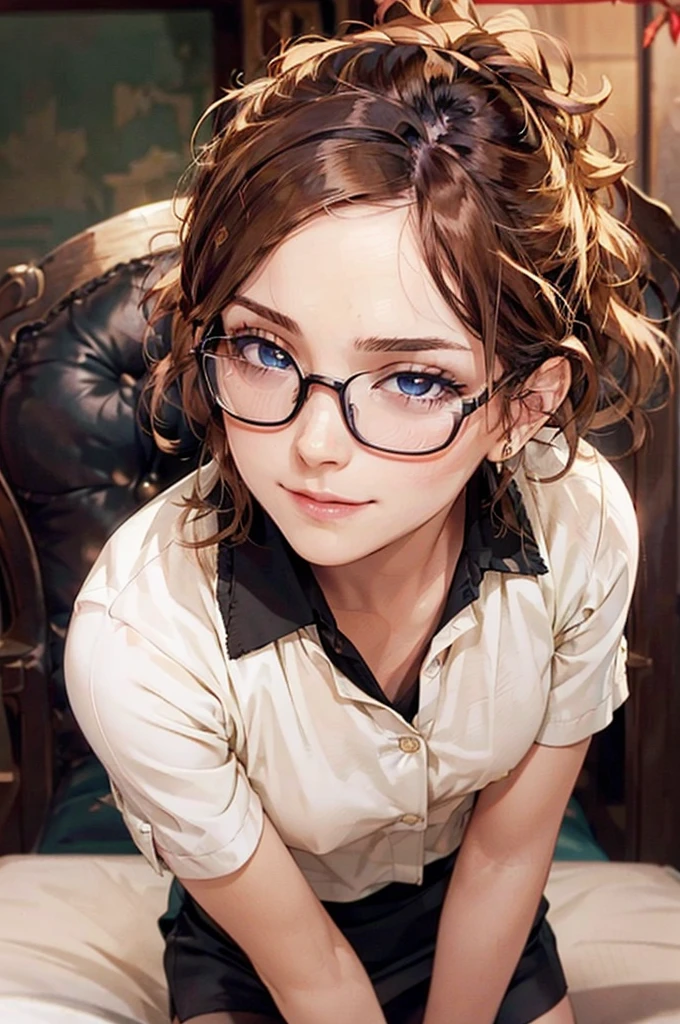 Masterpiece, 最high quality, high quality, High resolution, high quality texture, high quality shadows, High resolution, Beautiful details, Detailed CG, Detailed Texture, Realistic representation of face, Realistic, colorful, delicate, Cinematic Light, Side light, Lens flare, Ray Tracing, sharp concentrated, (1 Girl,concentrated:1.3), ( Intricate details, compensate, PureErosFaceV1:0.5), (細部まで美しいdelicateな顔, 緻密で美しいdelicateな瞳, Perfect Facial Proportions, Dense skin, Optimal ratio of four fingers to one thumb,Unified 8k wallpaper, Arms under chest, Modest chest, Wide Hips, Smooth upper abdomen, 35 years old, blue eyes, glasses, air fortress hair, blonde hair, house wife, the gaze of true love, lips of temptation, A look full of compassion ,a smile full of love, i love you, Acting lovey-dovey, I love you so much I'm crazy,
cabin attendant uniform,white blouse,tight fitting black skirt,black stockings, excellent secretary ,working as a secretary, wooden desk, wooden chair