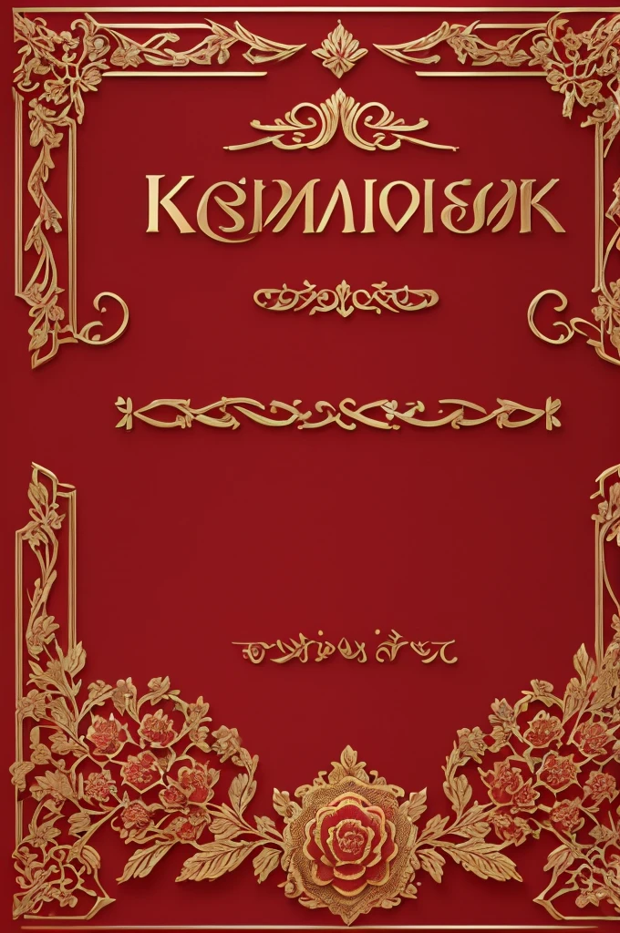 (best quality),(SITANSEL text in big metallic letters),(aesthetic),(red carnation ornament),(thin metal lines),(ornate font)