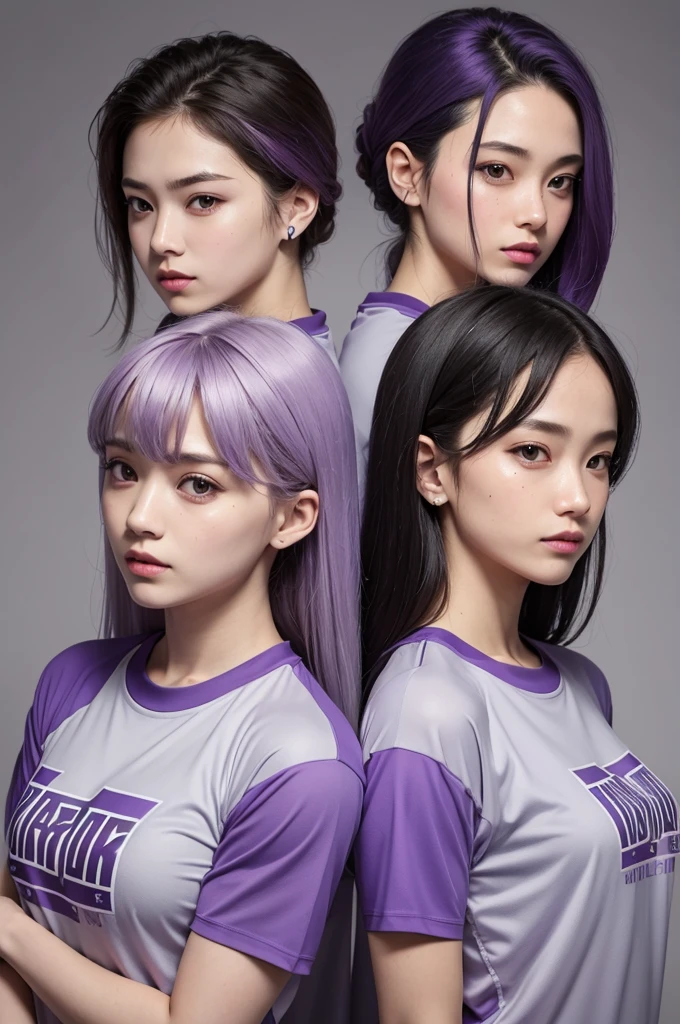 A gray and purple team shirt