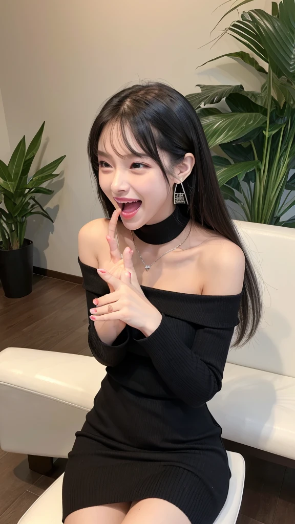 ((((Open your mouth))))、masterpiece,Highest quality,High resolution,Very detailed,bb Festival,Straight hair,,((((( Captivating smile ))))),skinny,Black Choker,Earrings,Big cleavage、Off-the-shoulder tight sweater dress、,Race,(( Perfect Fingers )) , indoor,((Blowjob Gestures:1.5))、Open your mouth ,Sitting,Chair,Heavy breathing ,
Accurate 5-finger、Accurate human body、Perfect human body、最もbeautiful顔 人体に忠実、Correct five-finger、Perfect human body、Knowledgeable person、Very detailedな顔と肌の質感、自然な首のlength、(beautiful Hands)、beautiful, length, Thin legs、straighten both legs、Stretch out your arms、