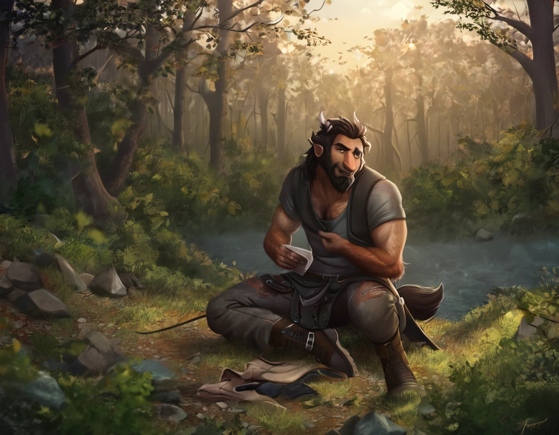 (2023:1), (best_quality:1), (high_quality:1), (absurd_res:1), (hi_res:1), (detailed:1) ,(Solo), man mid transformation into anthro male worgen, detailed, best art, masterpiece, quality, newest, forest at nightbackground, torn clothes, [partially human], muscular, painful expression, by taran fiddler, howling looking up, 