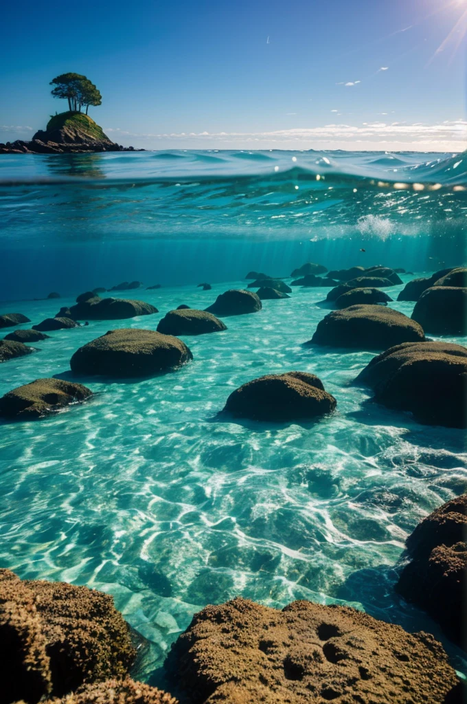 Seascape near the coast underwater