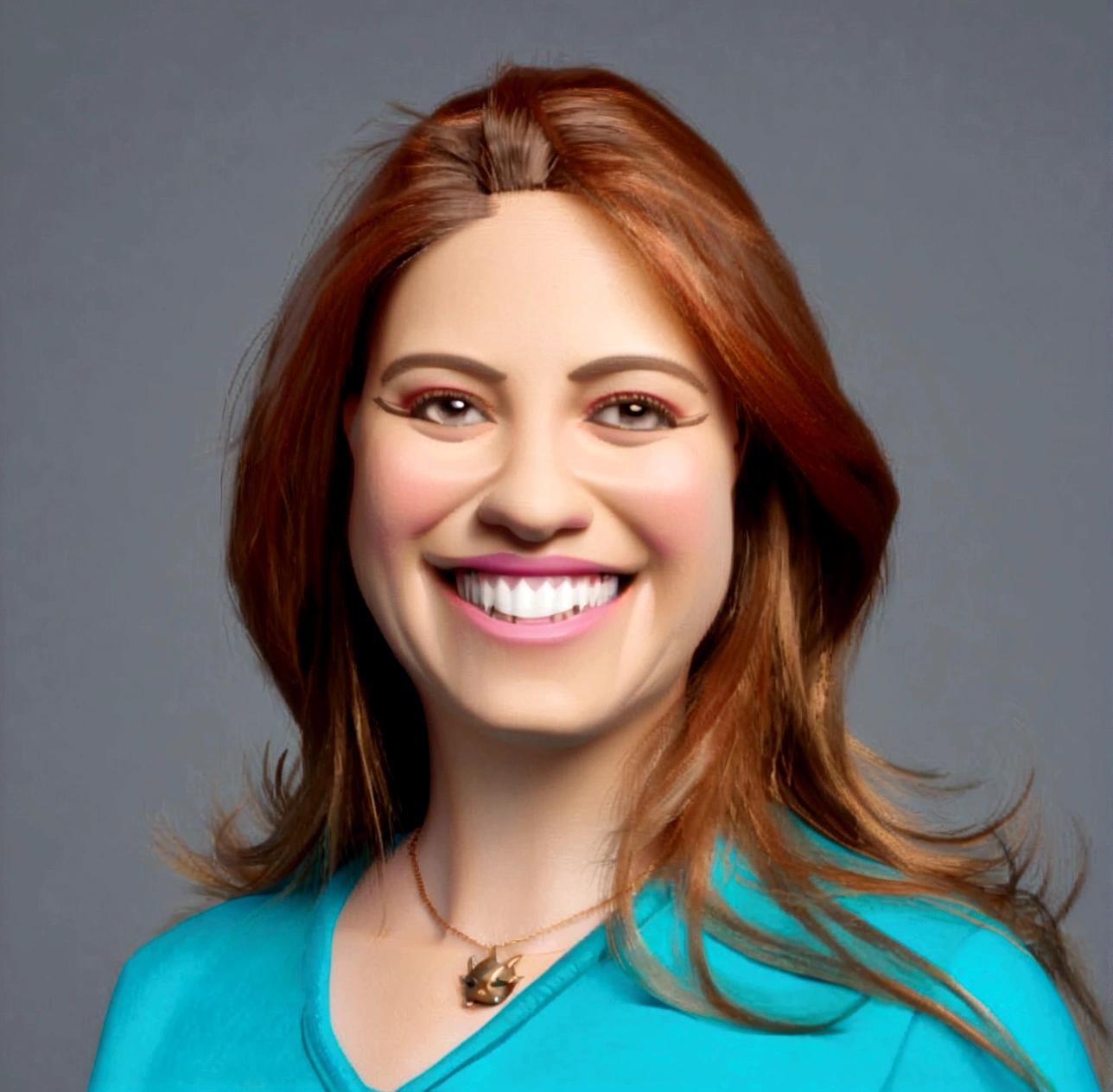 woman smiling, redheadwear, dark shaped eyes, cartoon character, animation character, stylized character, animation style rendering, 3d stylized, Arnold Maya rendering, Stylized 3D rendering, toon render screenshot, 3d character, 3d character, Stylized 3D rendering, 3D character rendering, cartoon character, Personagem de close up, character posing, (Pixar-style) (master part:1.2) (bokeh) (best qualityer) (skin detailed) (detailed texture) (8K) (Argilla) (cinematic lighting) (sharp focus