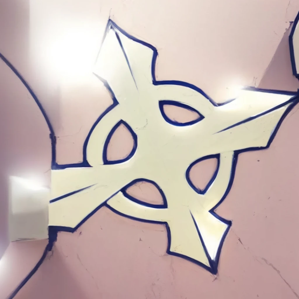 there is a drawing of a cross on a wall,