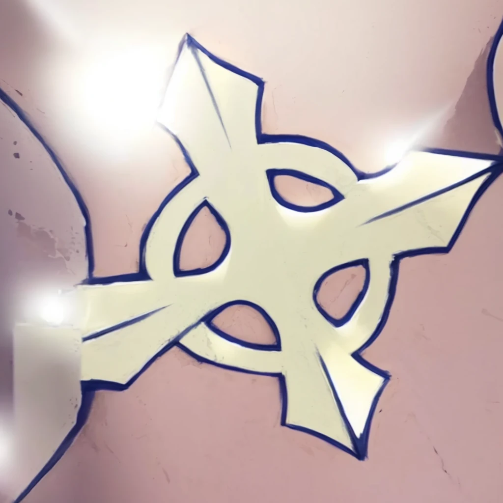 there is a drawing of a cross on a wall,