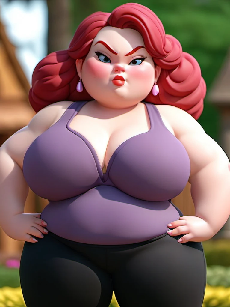 Fat woman, big breast, nipples, tight pants
