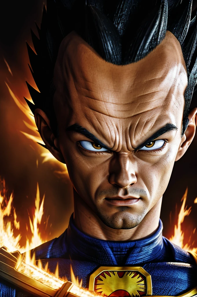 Best Quality, Masterpiece, super high resolution, Vegeta in Super Sayayin Face,