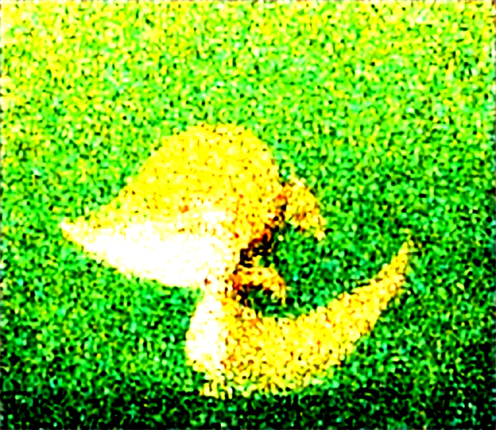 Snivy in a flower field, good lighting, side view, frown, defined tail, pointed snout, beautiful eyes, ancesra art style