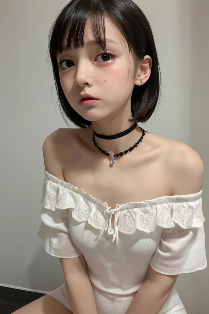 there is a woman that is taking a selfie in a mirror, 19-year-old girl, selfie of a young woman, anime thai girl, 1 8 yo, beads cross onbare chest, mai anh tran, nivanh chanthara, 18 years old, 🤤 girl portrait, young cute wan asian face, 8k selfie photograph