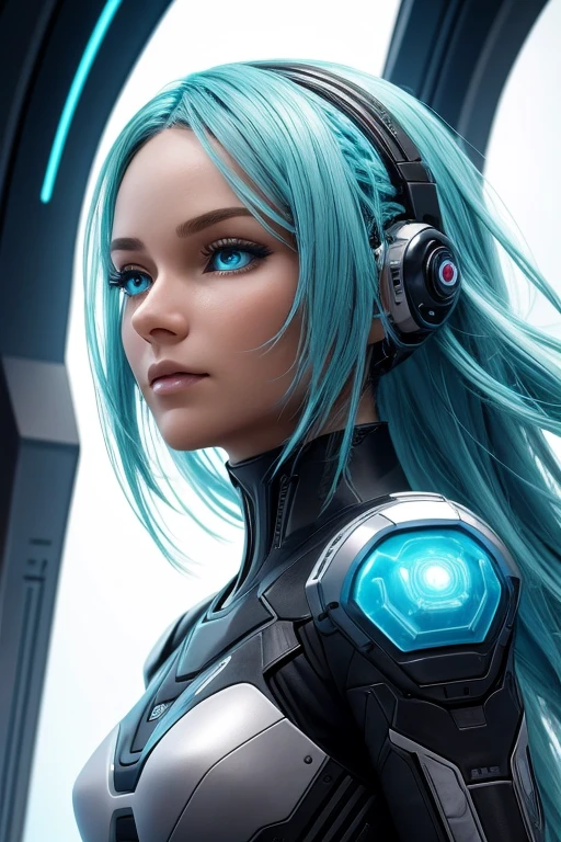 In a futuristic world, imagine an android named Lyra, designed to look remarkably human. Her synthetic skin is flawless, with a warm, lifelike texture. Lyra's eyes, a deep, shimmering blue, can express a range of emotions. Her hair, made of programmable fibers, changes color and style at will. Every movement is smooth and natural, indistinguishable from a human.