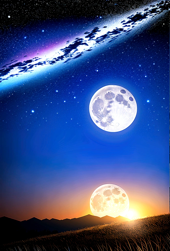 full moon、universe、Night Sky、Shining Star、background