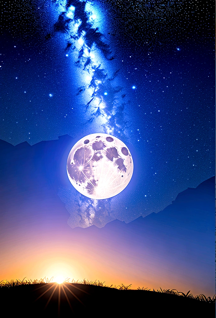 full moon、universe、Night Sky、Shining Star、background