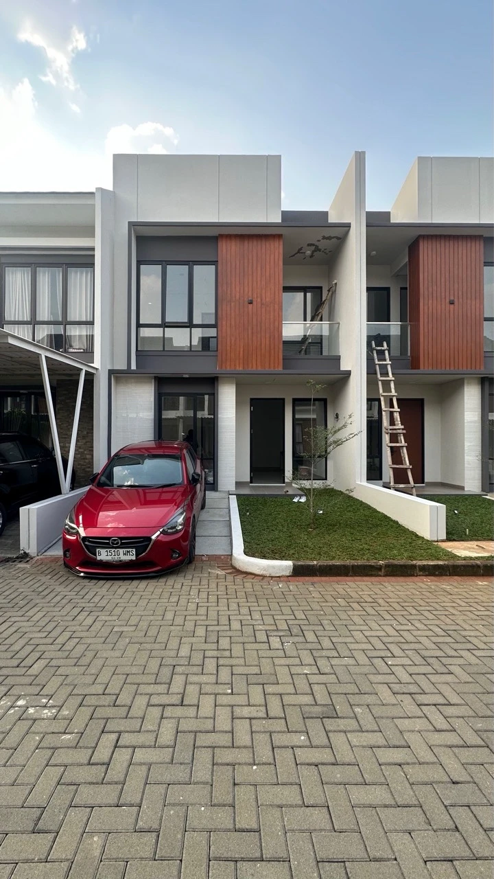 a beautiful house in the countryside, a red sports car parked in the driveway, lush green grass and trees, blue sky with fluffy clouds, detailed architecture, photorealistic, 8k, ultra-detailed, high quality, intricate details, cinematic lighting, vibrant colors, stunning landscape, dramatic shadows, natural atmosphere, seamless composition