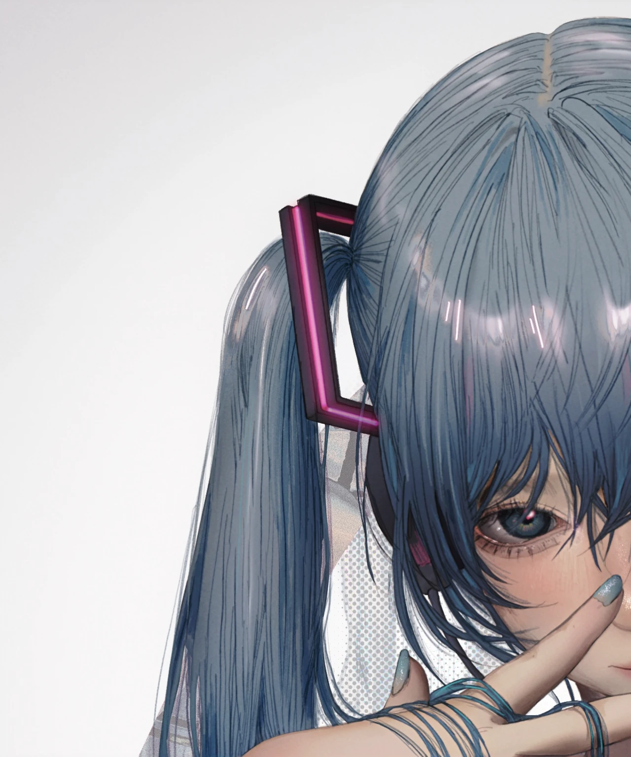 Blue hair、Anime girl holding mobile phone in hand, Anime styled 3d, Anime style 4 k, Digital Cyberpunk Anime Art, Digital Animation Art, detailed Digital Animation Art, Anime styled digital art, Smooth anime CG art, Realistic anime girl rendering, Anime style. 8K, Cyberpunk anime girl, 3D Anime Girl, Digital cyberpunk - anime art
