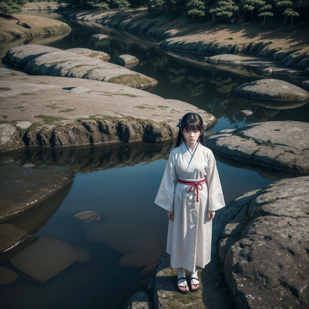 punctuation_9, punctuation_8_High above, punctuation_7_High above, t3m4r1,1 girl,standing alone,Japanese clothing,foreground protector
