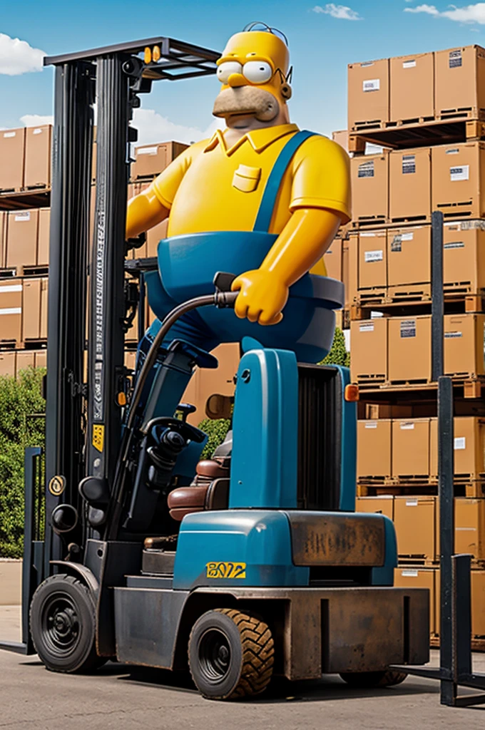 Homer driving his forklift