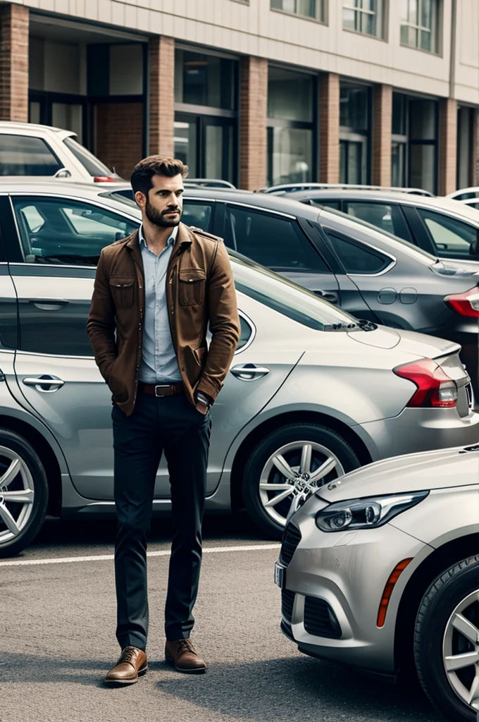Man looking at cars outside an agency