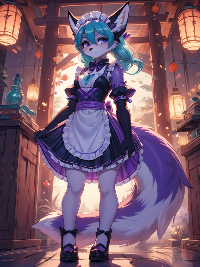 Miku Hatsune x vixen, vista de cuerpo completo alta definicion, celosa, manos juntas molesta, alta definicion, purple iris, add_detail:1, full body image add_detail:1, shrine maid costume add_detail:1, bioluminicent body in blue add_detail:1, beatifull intense purple irir, add_detail:1 radiant girl add_detail, fluffly long tail add_detail:1