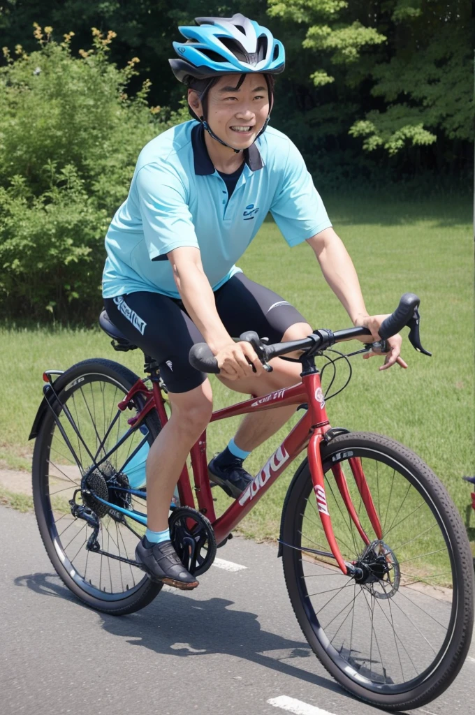 Zenitsu Agatsuma riding a bicycle