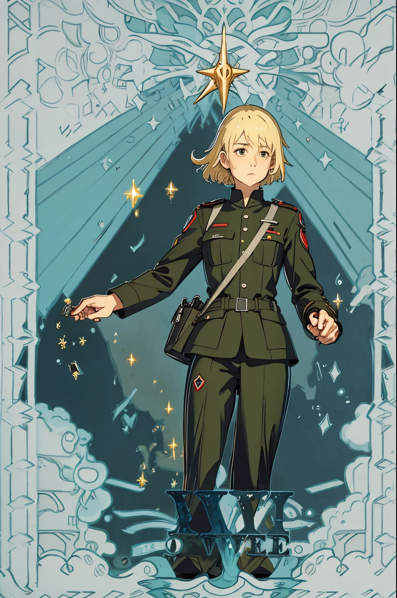 A soldier standing alone in battle  With a 47 in hand in the field