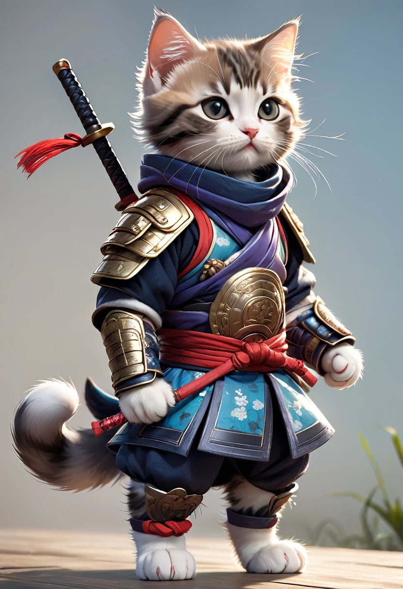 Kitten Samurai　Full Body Shot　Facing forward