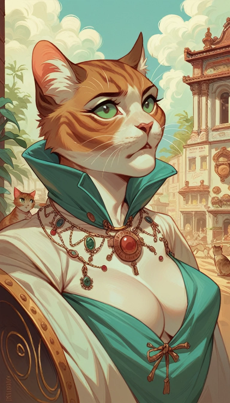 A most beautiful attractive women with pump it up breast , ancient neon background, flowing air, in action, sexiest, cats,