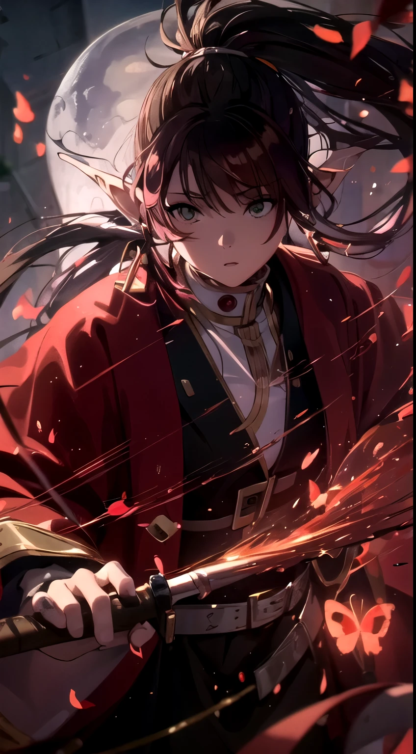 1girl, Frieren, (masterpiece:1.3), (high resolution), (extremely detailed),perfect face, nice eyes and face, (best quality), (super detailed), detailed face and eyes, (solo), textured skin, absurdres, highres, wz_sousou_no_frieren_style, wz_sousou_no_frieren_style, twintails, very long hair, silver hair, pointy ears, elf, white capelet, green eyes, black pantyhose, earrings, white skirt, belt, white sleeves, pov, selfie, butterfly, grass, stone street