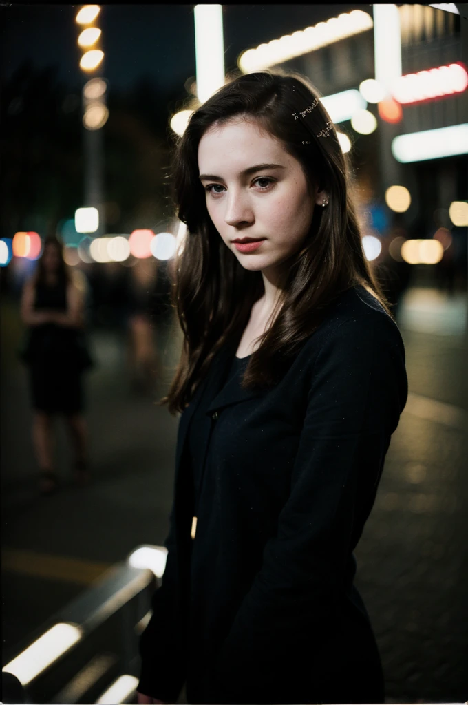 polaroid photo, night photo, photo of 24 y.o beautiful woman, pale skin, bokeh, motion blur