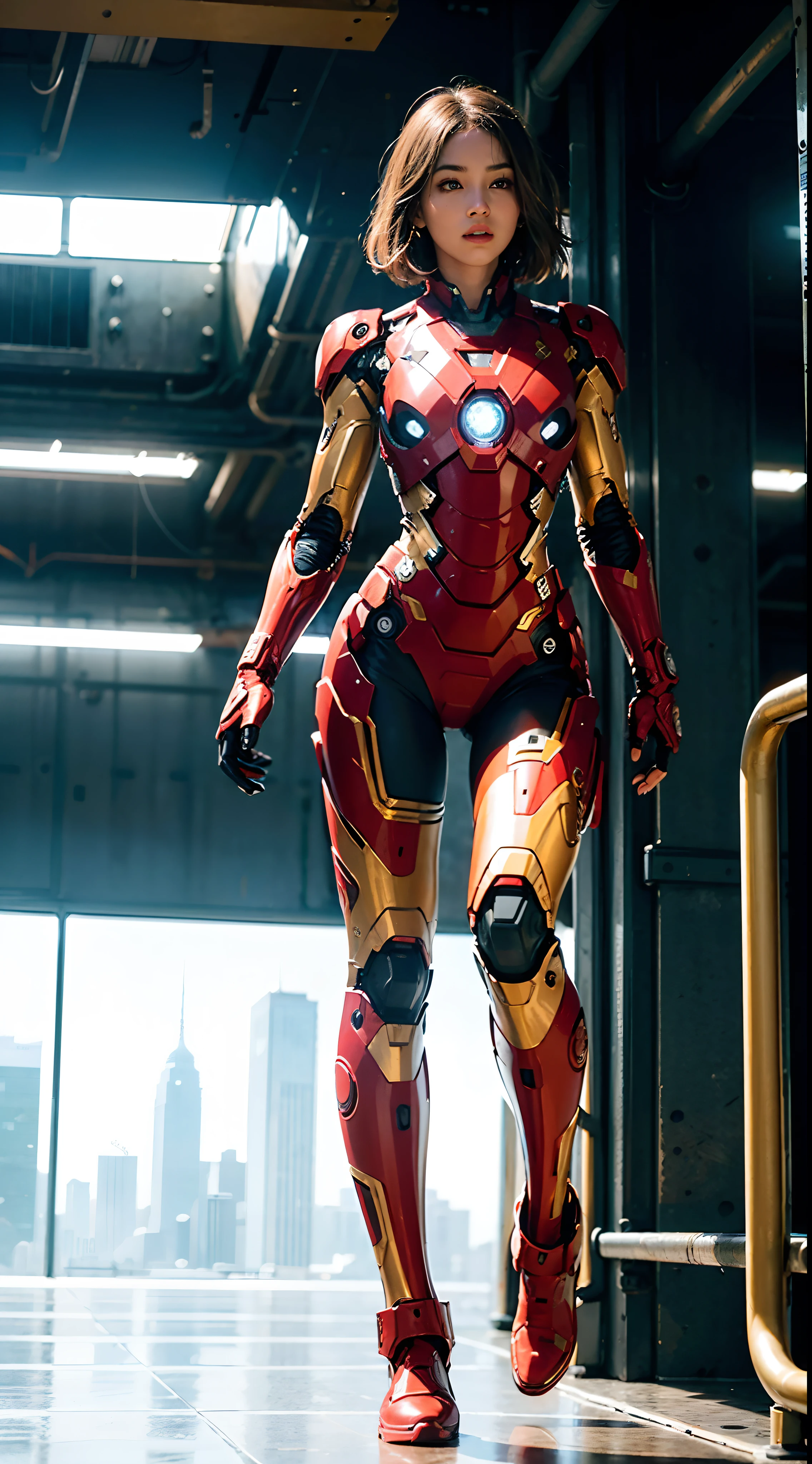 (1girl:1.3), solo,__body-parts__, official art, unity 8k wallpaper, ultra detailed, beautiful and aesthetic, beautiful, masterpiece, best quality, RAW, masterpiece, super fine photo,, best quality, super high Resolution, photorealistic, sunlight, full body portrait, stunningly beautiful,, dynamic pose, delicate face, vibrant eyes, (side view), she is wearing a futuristic Iron Man mech, red and gold, Highly detailed abandoned warehouse background, detailed face, detailed complex busy background, messy, gorgeous, milky, high detailed skin, realistic skin details, visible pores, sharp focus, volumetric fog, 8k uhd, dslr camera, High quality, film grain, fair skin, photorealism, lomography, sprawling metropolis in a futuristic dystopia, view from below, translucent