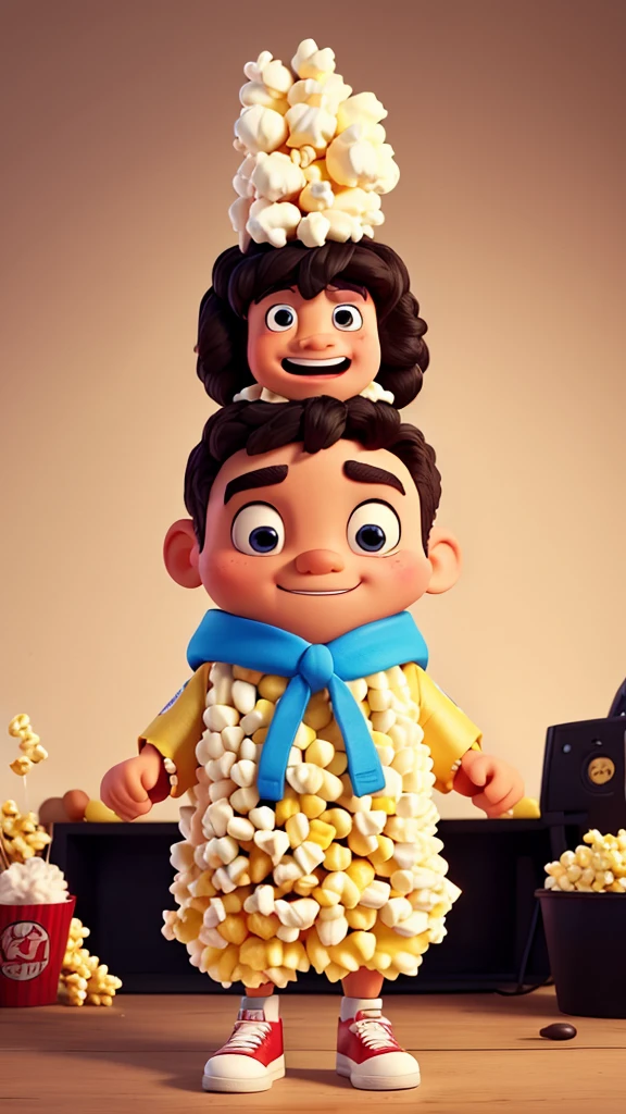 create popped popcorn dressed up as rap music songs, images must be of good quality and in a cartoon style