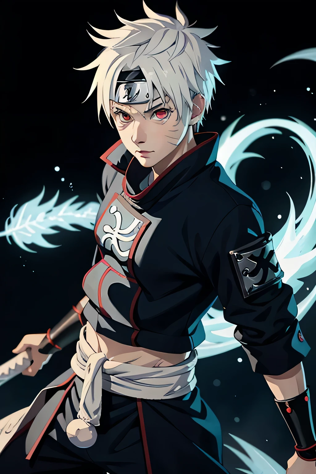 jack frost, looking at the viewer, penis, shinobi, naruto anime style, male