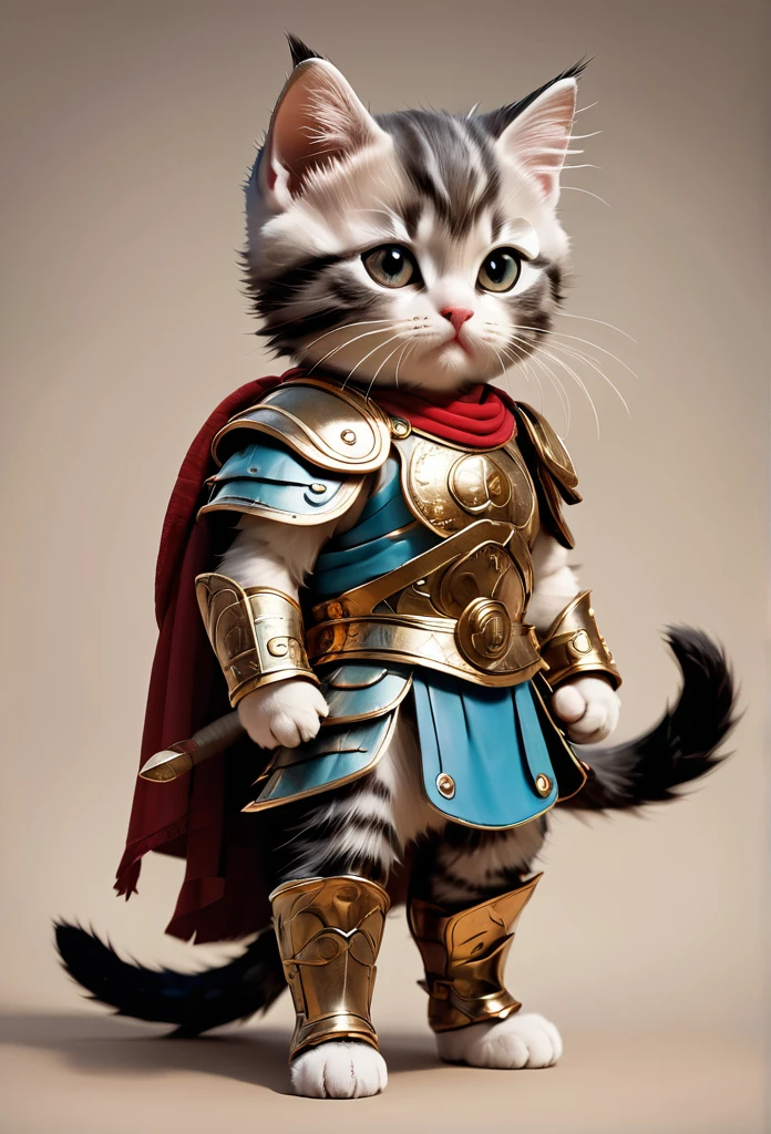 Roman period Kitten Warrior Full Body Shot Looking this way