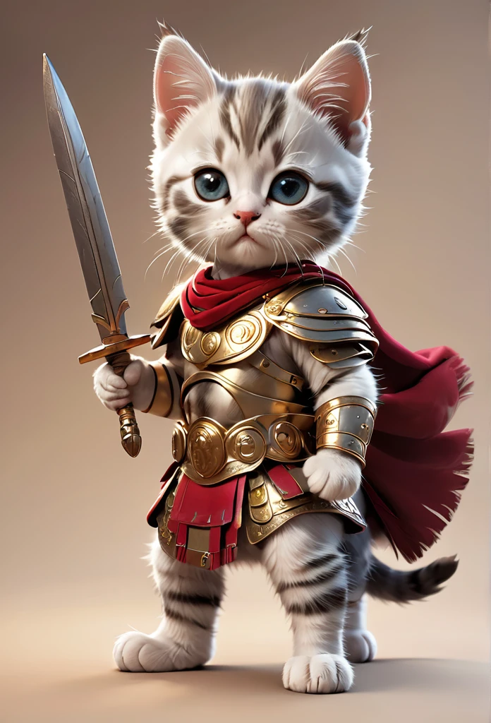 Roman period Kitten Warrior Full Body Shot Looking this way