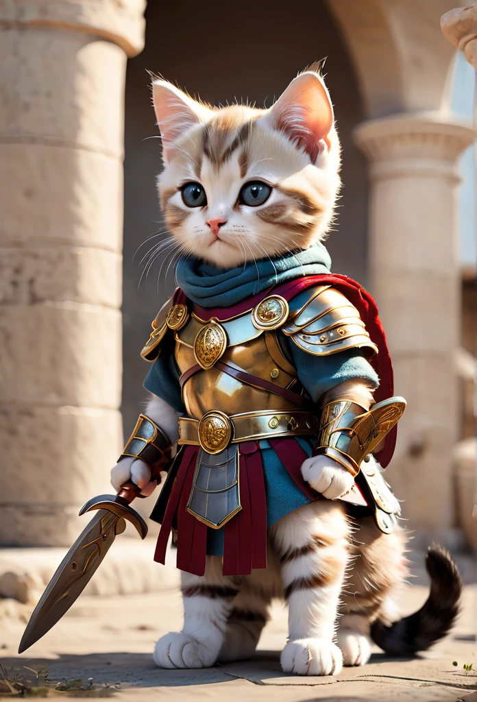 Roman period Kitten Warrior Full Body Shot Looking this way