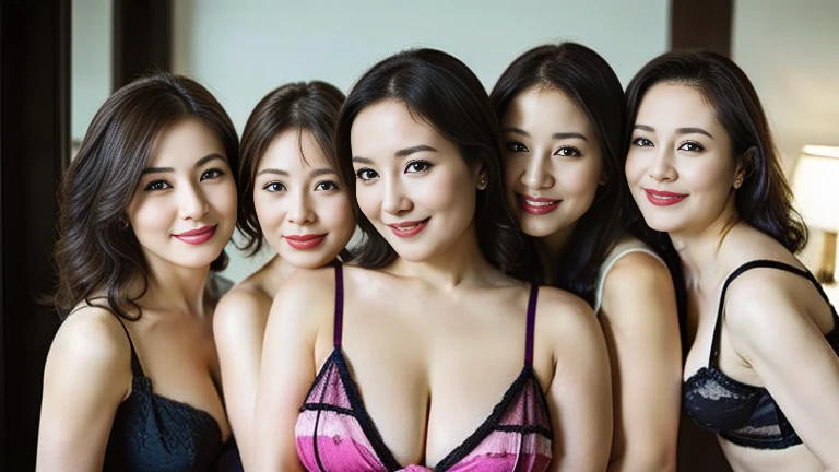 Mature attractive woman、Five beauties、Chubby、Big Breasts、Colorful Lingerie、Fascinating、bomb、Hotel Bathroom、masterpiece、Highest quality、((A gentle smile))、((A gaze that seduces viewers))、