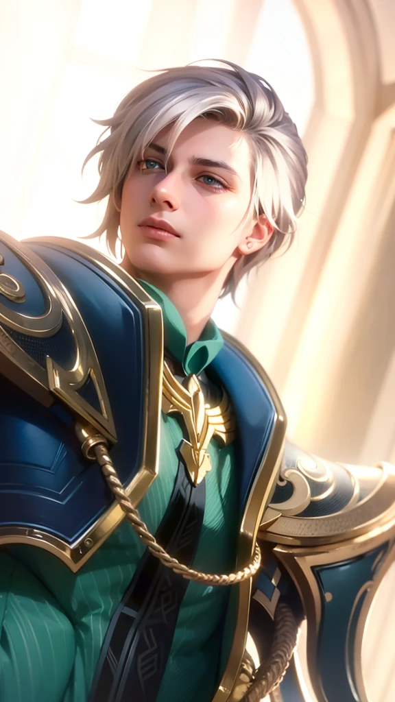 masculine male, masterpiece, ((perfect eyes)) best quality, (semirealism:1.9), beautiful lighting, (extremely detailed CG unity 4k fhd wallpaper), High Detail, Sharp focus, dramatic outdoors, 1 boy ,19 years old, white hair, light purpel eyes, smile.