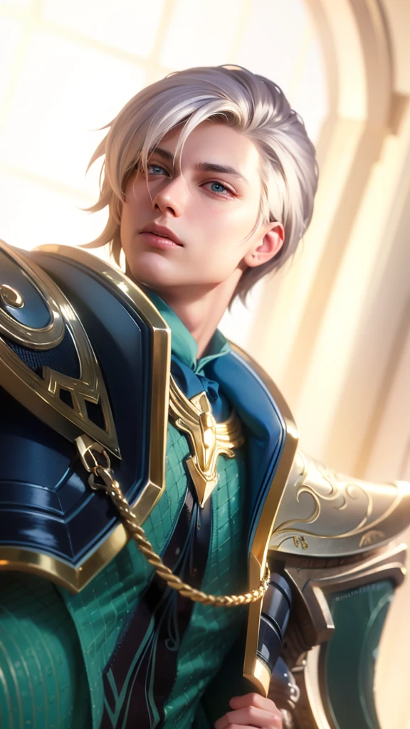 masculine male, masterpiece, ((perfect eyes)) best quality, (semirealism:1.9), beautiful lighting, (extremely detailed CG unity 4k fhd wallpaper), High Detail, Sharp focus, dramatic outdoors, 1 boy ,19 years old, white hair, light purpel eyes, smile.
