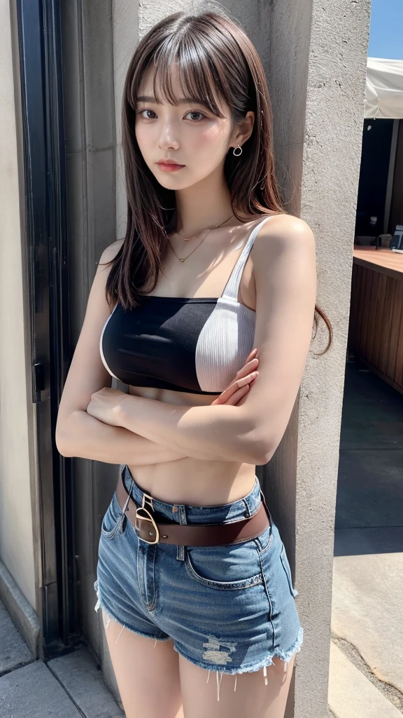 16K quality、highest quality, It is high resolution., Real photo、Realistically、Realistic texture、Full body portrait、((circuit、stand、Large crowd))、(((Lift up your skirt with both hands、Intentionally showing panties from under her lifted skirt:1.2)))、(((Very beautiful age grid girl in blue outfit)))、((White patent leather long gloves、White mini skirt))、 (( Beautiful golden shiny hair、Semi-long hair、Put one ear out ))、((Blonde))、(c cup breasts)、((blue eyes))、((High cut high leg white panties)）、choker、Beautiful legs、Embarrassing、(Big eyes、No makeup、Very beautiful and subtle makeup, Light makeup,)、Perfect body、Perfect hands、Perfect Fingers、Detailed and beautiful thin lips、A clear, beautiful face and well-proportioned eyes、Highly detailed eyes and face、A neat nose、Thin eyebrows、(Perfect Eyes）、Realistic Light、 (Soft Light, High quality, Smooth and sharp, 10x pixelation, Beautiful eyeshadow), Cute round face, Plump thighs、Accentuate your thighs、Hairstyle with bangs、Slender body、slim、Light-reflecting skin、Model Body Type、Detailed fingers、Beautiful Eyes、Long eyelashes、８Head to Body、Low - Angle、The light reflected in your eyes、Smaller face、double eyelid、Big Eyes、Lip gloss、Looking away、Background blur、Movie lighting from the front、Light on face