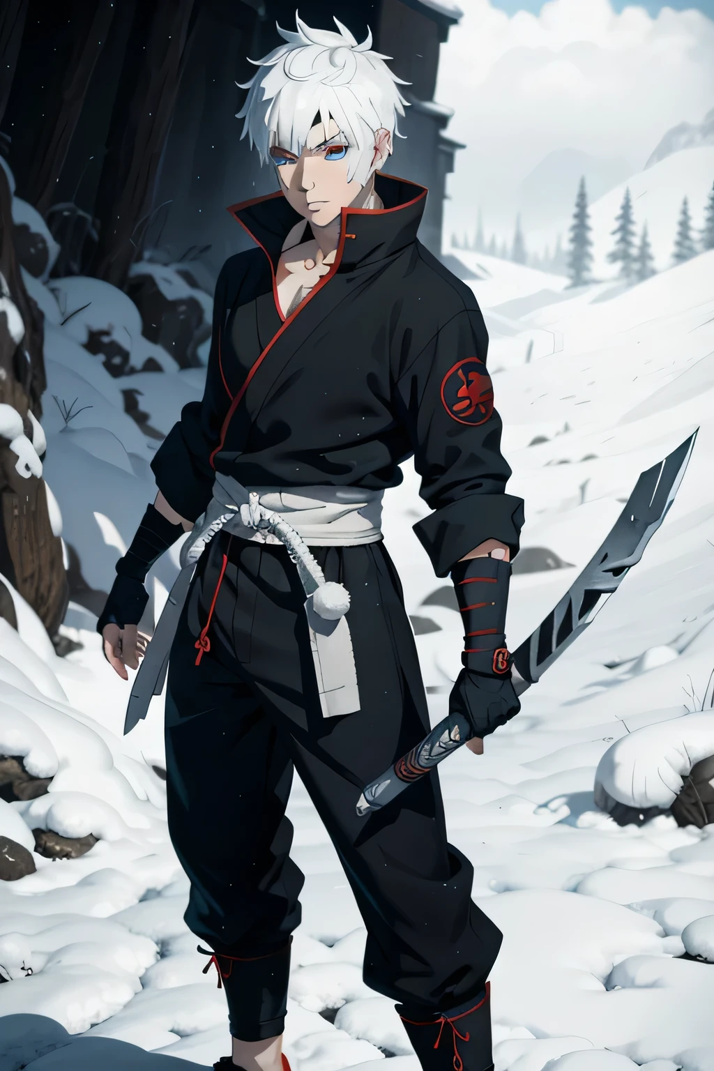 jack frost looking at the viewer, shinobi, naruto anime style, sexy male