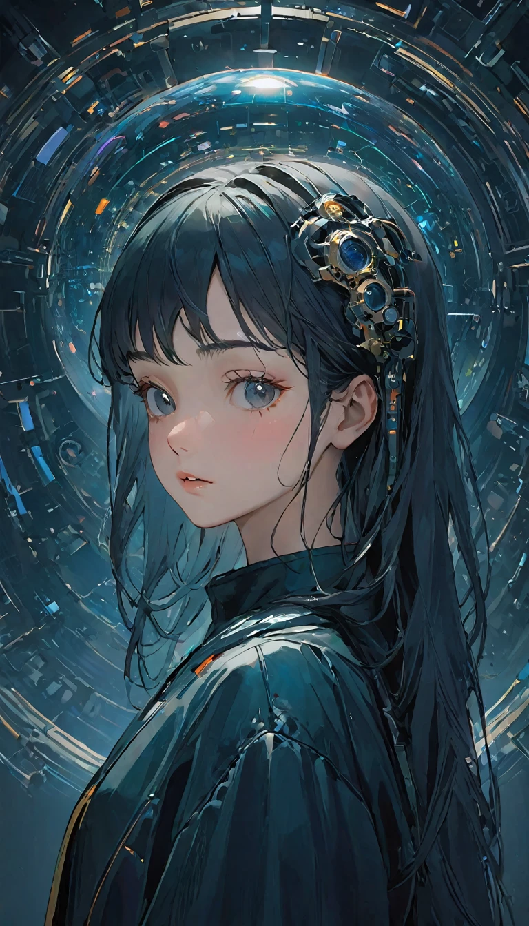 future world,人工知能のPerfectな例,5143 and later, 8K, Very detailed , Perfect,Extremely detailed face,16 year old girl,Eight-head body,#13: Silky Light Blue Hair,,Futuristic Background,Night battle,Smile,((Wear a khaki military jacket,Japanese representative jacket、With flag patch))、(Blade World)、(((outdoor,remains、A city full of rubble)))