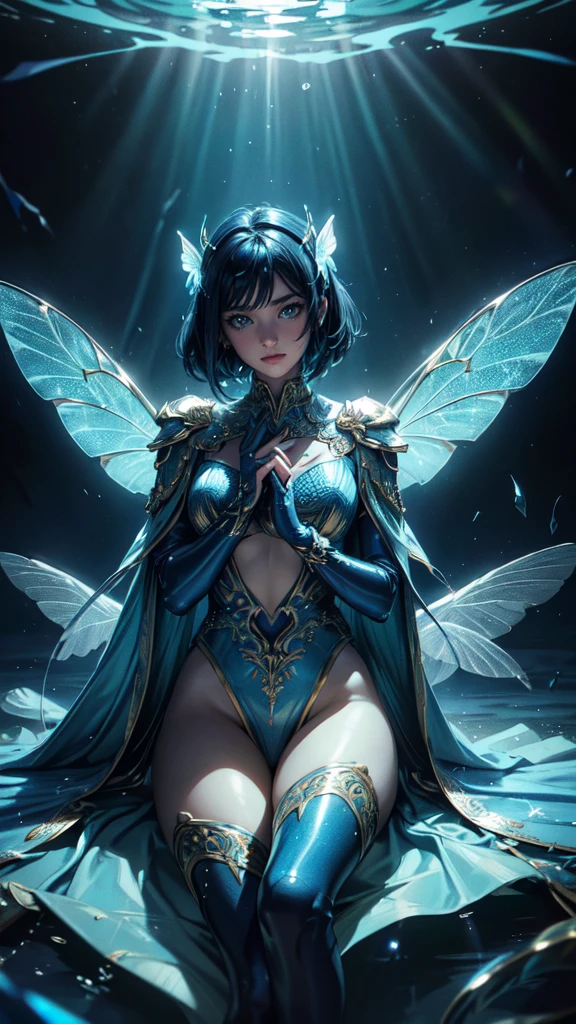 better quality,4K,8K,highres,master piece:1.2,ultra detali,realistic,photorrealistic:1.37,beetle,cerulean,Bright carapace,detailed wings,Stunning metallic blue body,elongated antennae,bright coloured,iridescente,Exquisite details,intricate patterns,gleaming surface,light reflecting off the carapace,tons luminosos de cerulean,twinkling,Meticulous craftsmanship,precise lines and contours,Rich textures,vivid colors,dynamic pose,elegantly posed on a flower petal,fine details on the legs,delicate body hair,translucent wings,Subtle variations in shades of blue,remarkable visual impact,breathtaking beauty,spectacular insect,majestic presence,perfectly captured,surreal atmosphere,supernatural quality,light glare,ethereal sensation,light and shadow play,magical scenery,mesmerizing composition,Moody Lighting,mysterious ambiance,peaceful setting,evocative mood.water, drops, water, detailed face, detailed eyes, detailed hands