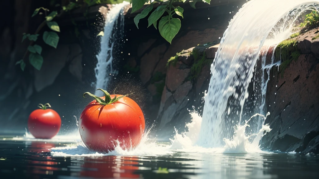 Two tomatoes falling into water,Splash,Commercial Photography