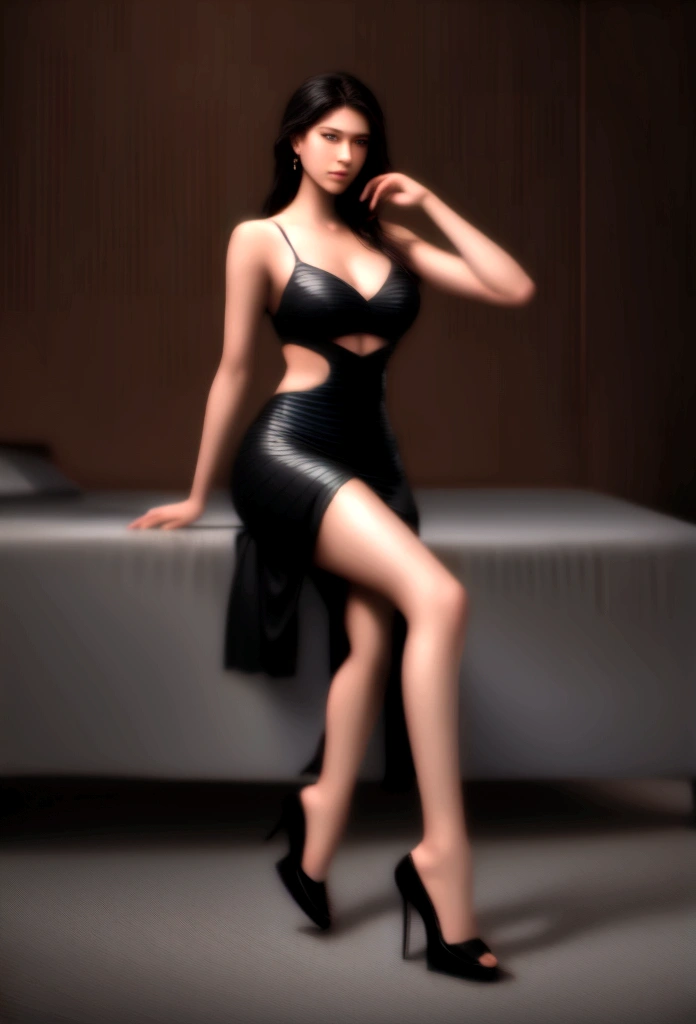 Very detailed eyes, very detailed face, very beautiful woman, best quality, super detailed (photorealistic), very delicate and beautiful legs, beautiful black eyes, absurdity, highly detailed expression, professional illustration, ff tifa, legs crossed, showing the soles of the feet, 8K, RAW image, ultra-realistic, hiding breasts by hand