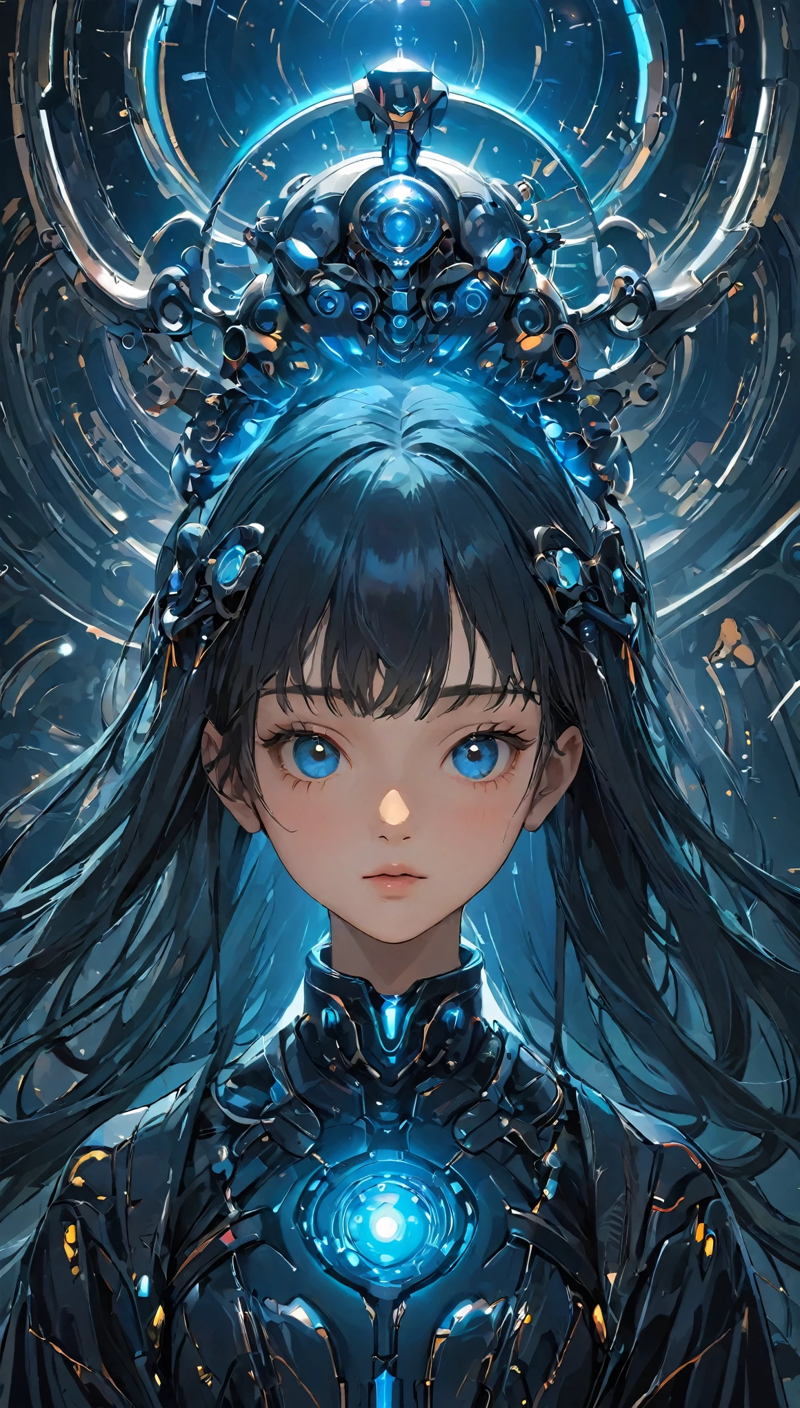 future world,人工知能のPerfectな例,5143 and later, 8K, Very detailed , Perfect,Extremely detailed face, girl,Eight-head body,#13: Silky Light Blue Hair,little girlistic Background,Night battle,Smile,((Wear a khaki military jacket,Japanese representative jacket、With flag patch))、(Blade World)、(((outdoor,remains、A city full of rubble)))