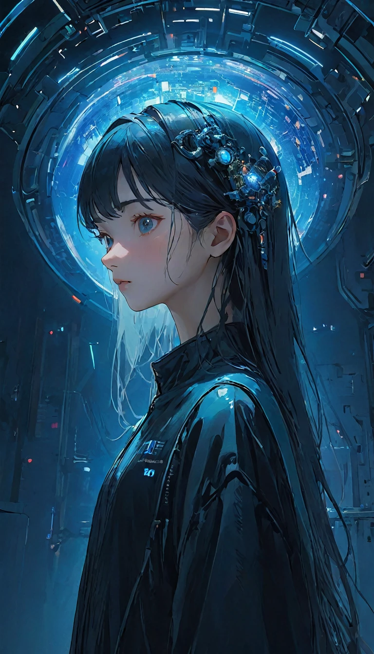 future world,人工知能のPerfectな例,5143 and later, 8K, Very detailed , Perfect,Extremely detailed face,16 year old girl,Eight-head body,#13: Silky Light Blue Hair,,Futuristic Background,Night battle,Smile,((Wear a khaki military jacket,Japanese representative jacket、With flag patch))、(Blade World)、(((outdoor,remains、A city full of rubble)))