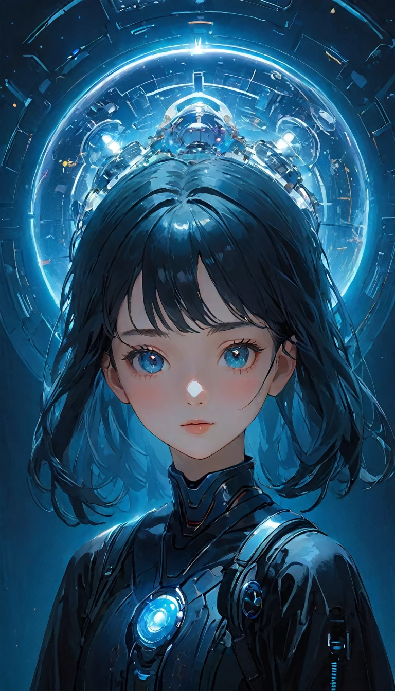 future world,人工知能のPerfectな例,5143 and later, 8K, Very detailed , Perfect,Extremely detailed face,16 year old girl,Eight-head body,#13: Silky Light Blue Hair,little girl,Futuristic Background,Night battle,Smile,((Wear a khaki military jacket,Japanese representative jacket、With flag patch))、(Blade World)、(((outdoor,remains、A city full of rubble)))